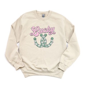 Simply Sage Market Women's Graphic Sweatshirt Lucky Horseshoes - 1 of 3