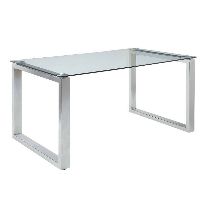 60&#34; Caspian Dining Table Clear Glass/Chrome Finish - Acme Furniture, 3 of 8