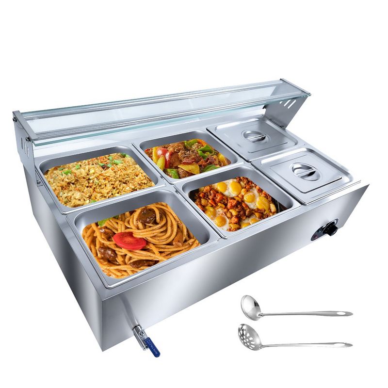 WhizMax Commercial Food Warmer & Buffet Server 12QT/ Pan,Countertop Stainless Steel Buffet Bain Marie, 1 of 8