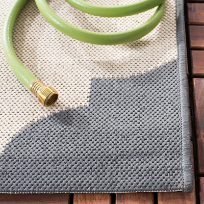 Beige Anthracite Easy-Care Synthetic 5'3" x 7'7" Indoor/Outdoor Rug