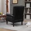 CAVINAS Wood Accent Chair, PU Leather Offiec Chair with Resilient Foam, Comfortable Reading Chair with High Back for Living Room, Bedroom - 2 of 4