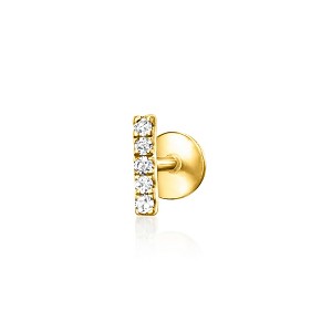 Pure Collection by Ross-Simons Diamond Bar Single Flat-Back Stud Earring in 14kt Yellow Gold - 1 of 4