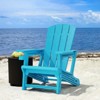 Infurnic Outdoor Portable Chairs Folding Adirondack Wooden Textured with Cup Holder Weather Resistant, Backyard, Garden, Blue, 29.6"*31.4"*36.4" - 2 of 4
