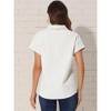 INSPIRE CHIC Women's Striped Button Down Turndown Collar Cotton Casual Cap Sleeve Blouse - 3 of 4