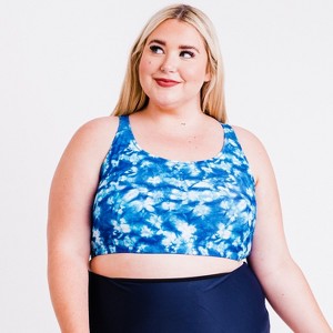 Calypsa - Women's Plus Size Racerback Swim Bra With Removable Cups - 1 of 4