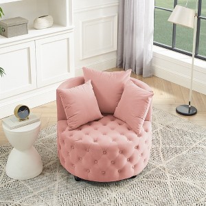 Velvet Upholstered Swivel Chair for Living Room - 1 of 4