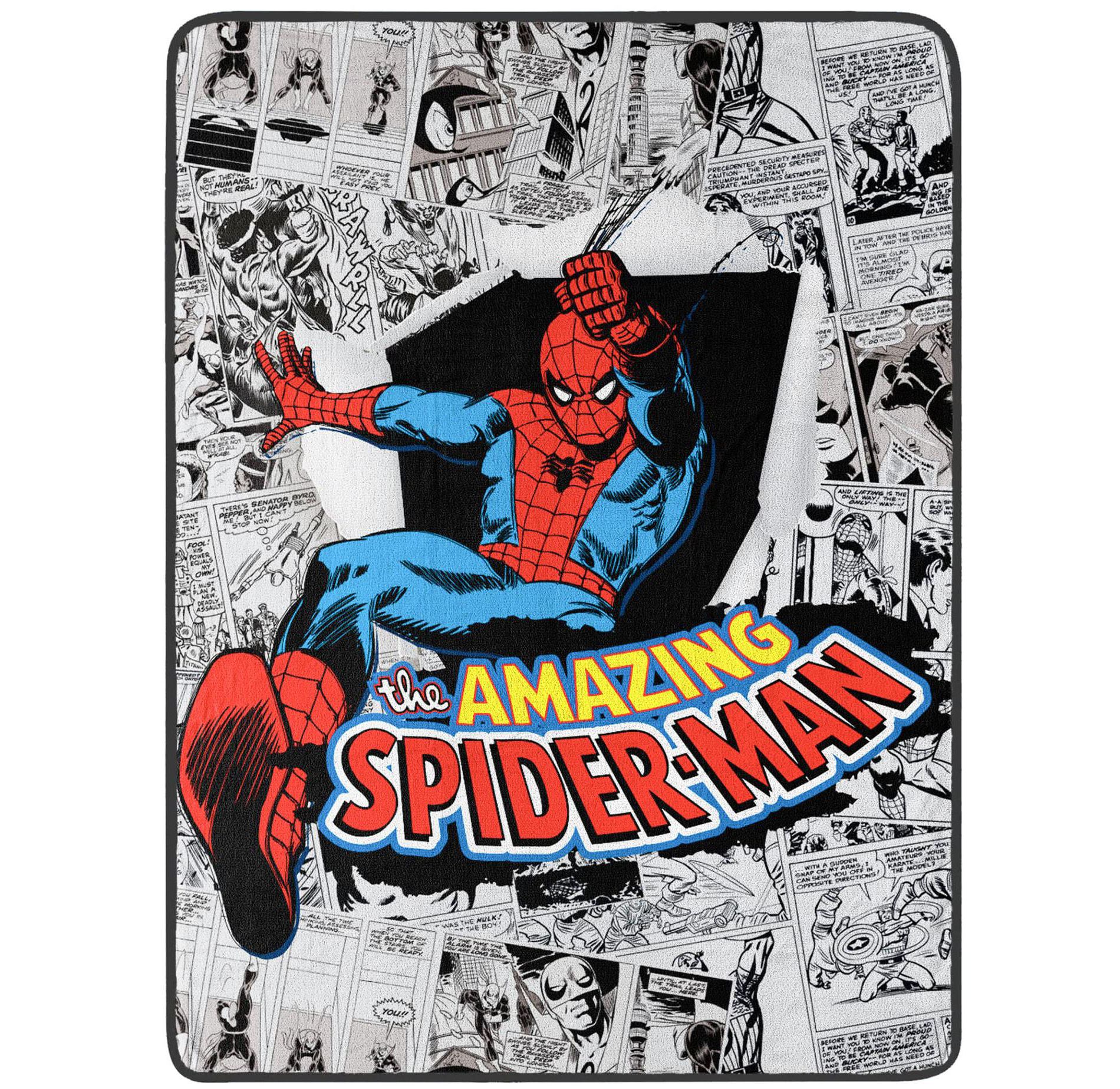 Northwest Spider-Man Micro Raschel Throw Blanket, 46" x 60", Old School Spidey Multicolored