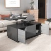 Modern Lift Top Coffee Table, Multi-functional Rectangle Coffee Table With Hidden Compartment Storage Cabinet for Living Room Office Black - 2 of 4