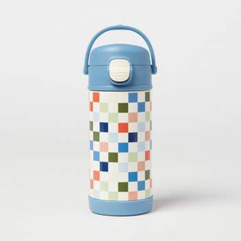 Kids' 12oz Checkered Stainless Steel Portable Drinkware Water Bottle - Pillowfort