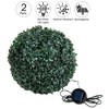 Solar Powered LED Faux Topiary Ball Pair Set of 2 Pre-lit Artificial Boxwood Balls with Rechargeable Battery Outdoor Greenery Decor by Pure Garden - 2 of 4