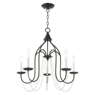 Alessia English Bronze 5-Light Chandelier with Clear Crystal Trim
