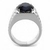 Slickblue Stainless Steel Men's Ring with Montana Synthetic Glass, Polished Finish, Solitaire Oval, Montana, Size 8-13 - 3 of 4