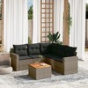 vidaXL 6 Piece Patio Sofa Set with Cushions Gray Poly Rattan - Corner + Table + 2x Middle - 2 of 4