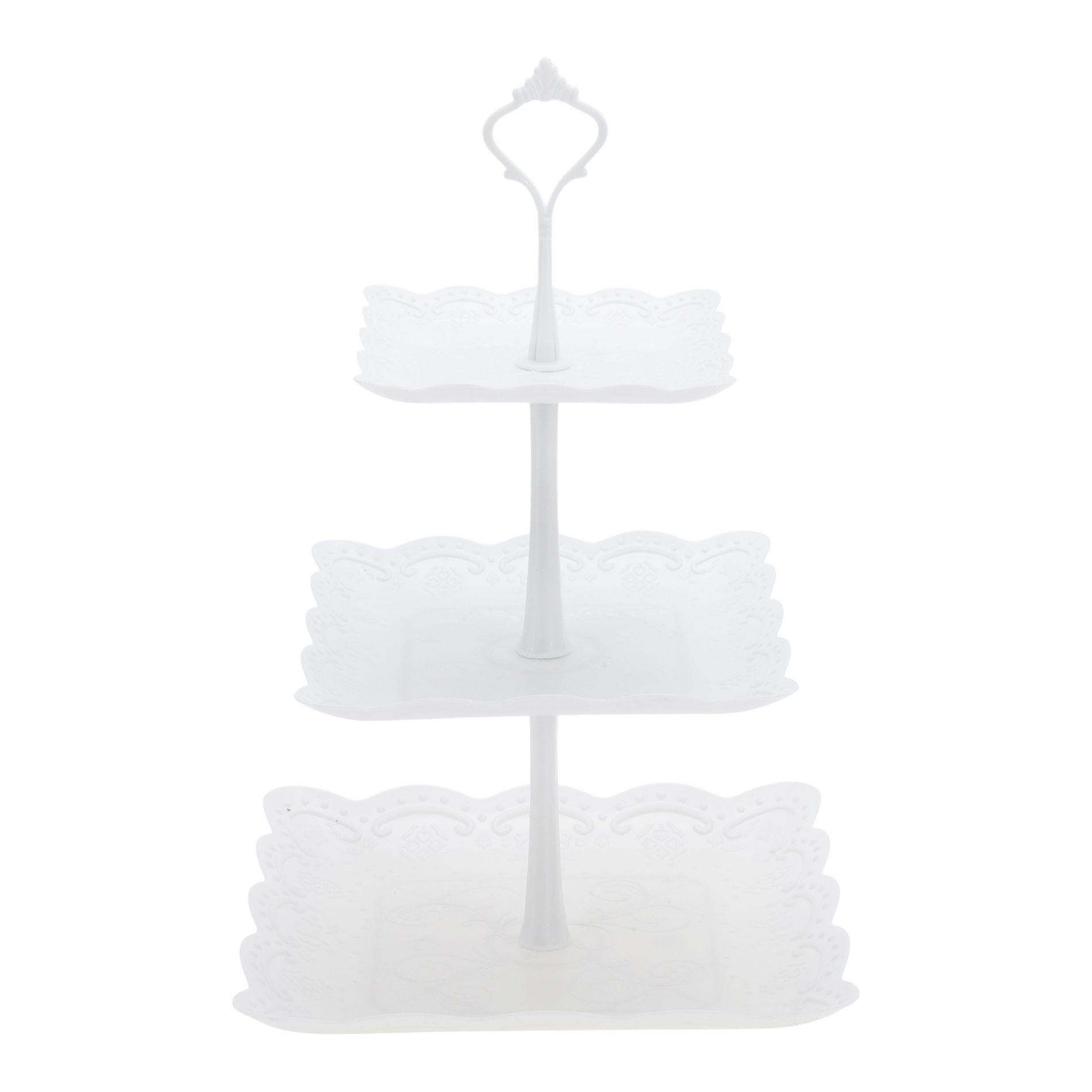 Unique Bargains Halloween Christmas 3 Tier Dessert Cupcake Stand Square with Tiered Serving Tray for Donuts Fruits White