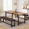 CuisinSmart Dining Table Set for 4-6, 63" Large Extendable Dining Room Table Set, Rectangle Kitchen Table with 2 Soft Benches - 4 of 4
