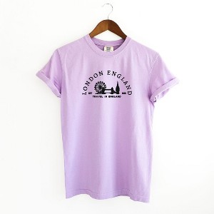 Simply Sage Market Women's Embroidered London England Short Sleeve Garment Dyed Tee - 1 of 3