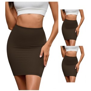 INSPIRE CHIC 3 Packs Women's High Waisted Shapewear Tight Slimming Tummy Control Half Slips Body Shaper - 1 of 4