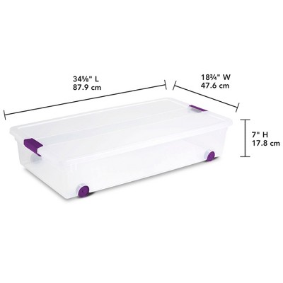 Clear Plastic 60 Quart Wheeled Underbed Storage Box