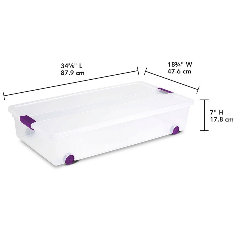 Sterilite 17611704 60 Quart ClearView Latch Lid Wheeled Underbed Box, 3 of 8