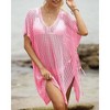 Coolmee Women's Bikini Cover Up V-Neck Short Sleeve Crochet Side Tie Cover-Up Summer Beach Dress - 4 of 4