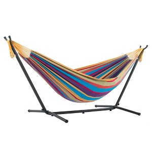 Vivere Double Cotton Hammock, Comfortable Daybed with Steel Stand