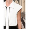 INSPIRE CHIC Women's Button Down Shirt Contrast Color Tie Neck Cap Sleeve Office Blouse - 4 of 4