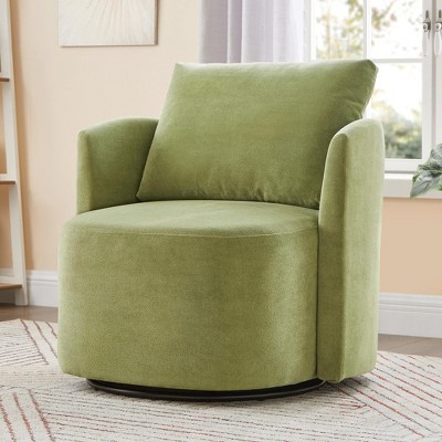 360° Swivel Chair, 29.9"W Accent Barrel Armchair, Ergonomic Upholstered Sofa Chair with Curved Design for Living Room - ModernLuxe