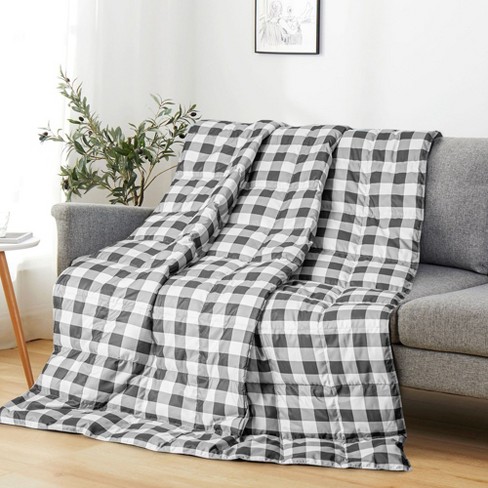 Peace Nest Ultra Lightweight Throw Blanket Down and Feather Fiber Blanket Black white check 50