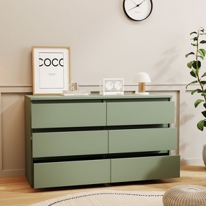 KTMBDW 6-Drawer Double Dresser, Dresser for Bedroom, Chest of Drawers with 6 Storage Drawers - 1 of 4