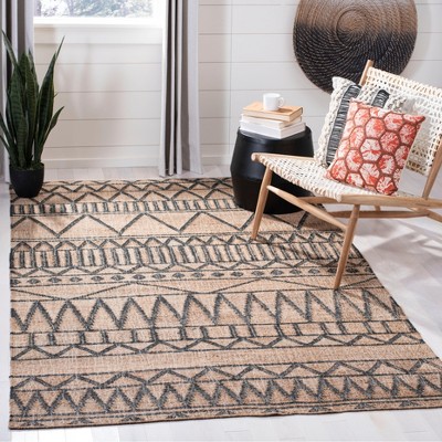 Handmade Natural and Charcoal Wool Flatweave Area Rug
