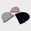Canada Weather Gear Girl's 3-Pack Beanie - Warm Winter Knit Hat Set for Girls - Soft, Stylish & Cozy - Pink, Grey, Black - 3 of 4