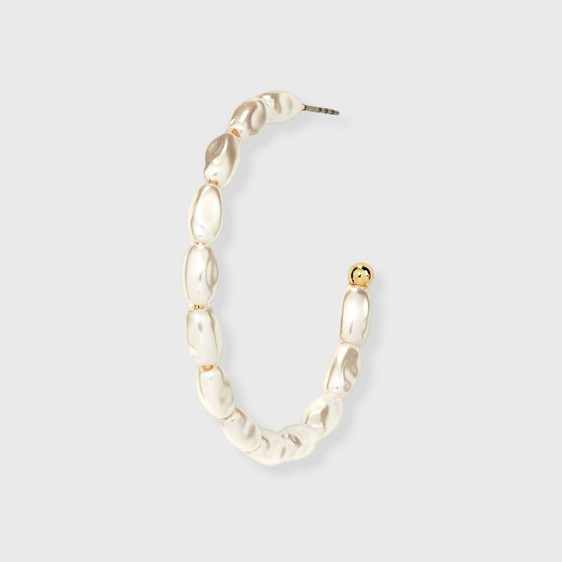 Acrylic Pearl Hoop Earrings - A New Day&#8482; White, 4 of 8