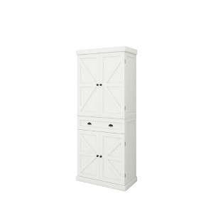 Sevobal Utility Storage Cabinets, Freestanding Cabinet with Adjustable Shelves and Drawers for Living Room Kitchen Hallway, White, 75.9"*38.8"*181.4" - 1 of 4