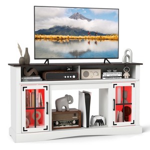 Tangkula TV Stand w/LED Lights & Remote Control Storage Cabinets & Adjustable Shelves - 1 of 4