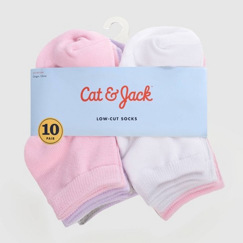 x2 Cat & Jack Girls Lightweight Ankle Socks Pack of 10 Size M Shoe Size 9-2  1/2