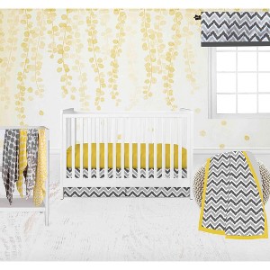 Bacati - Ikat Dots Giraffe Yellow Grey Neutral 10 pc Crib Set with 2 Crib Fitted Sheets 4 Muslin Swaddling Blankets - 1 of 4