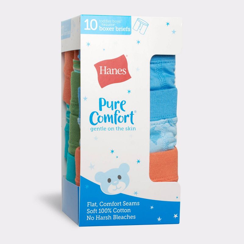 Hanes Toddler Boys' 10pk Pure Comfort Boxer Briefs - Colors May Vary, 2 of 5