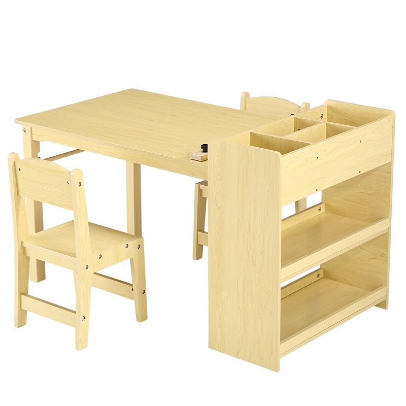 Whizmax Kids Art Table and 2 Chairs--Craft Table with Large Storage Shelves,WarmYellow, 1 of 6