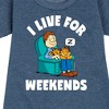 - Garfield - I Live For Weekends Graphic Short Sleeve Fleece Dress - 2 of 4