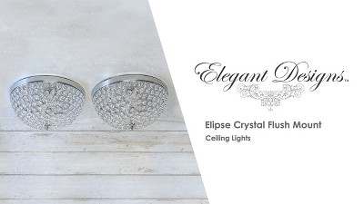 Crystal Encrusted Bronze Bowl Flush Mount Light Set