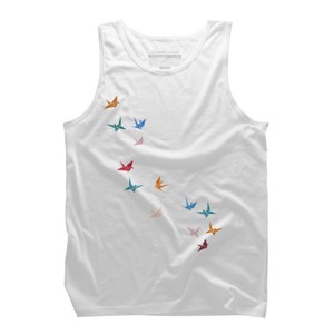 Men's Design By Humans Flying Paper Cranes Birds By Magnussons Tank Top - 1 of 3