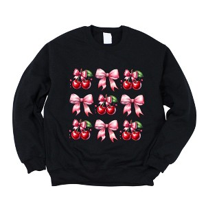 Simply Sage Market Women's Graphic Sweatshirt Coquette Pink Cherry Chart - 1 of 4