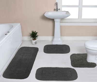 Radiant Collection Cotton Ruffle Pattern Tufted Set of 4 Bath Rug Set - Home Weavers