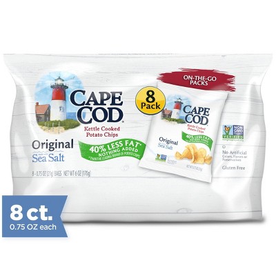 Cape Cod Original Flavored 40% Reduced Fat Kettle Cooked Potato Chips - 6oz/8ct