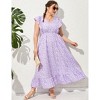 Womens Plus Size Casual Sleeveless Maxi Dress Ruffle Sleeve A Line Swing Summer Maxi Dress with Pockets - 2 of 4