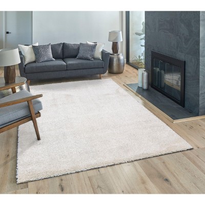 Ivory 5' x 7' Rectangular Shag Synthetic Area Rug