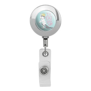 Where The Wild Things Are Eat You Up Metal Chrome Badge ID Card Holder Clip - 1 of 3