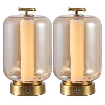 JONATHAN Y Milou Vintage Glam Lantern Rechargeable/Cordless Dimmable Integrated LED Table Lamp with Touch Sensor