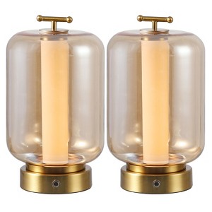 JONATHAN Y Milou Vintage Glam Lantern Rechargeable/Cordless Dimmable Integrated LED Table Lamp with Touch Sensor - 1 of 4