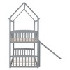 Twin Size House Bunk Bed with Slide, Kids Twin House Bed Frame with with Roof and Guardrails, Gray - 3 of 3